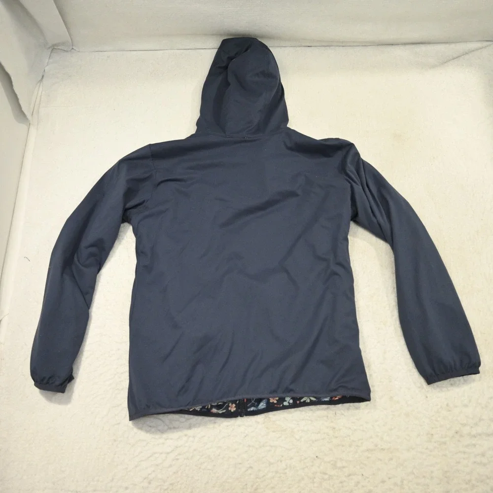 Columbia Reversible Jacket Girls XL (18/20) Navy Blue Floral Butterfly Hooded - Picture 14 of 14